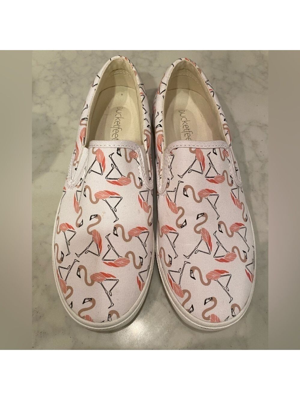 Bucket Feet Flamingo Slide On Canvas Shoes 8